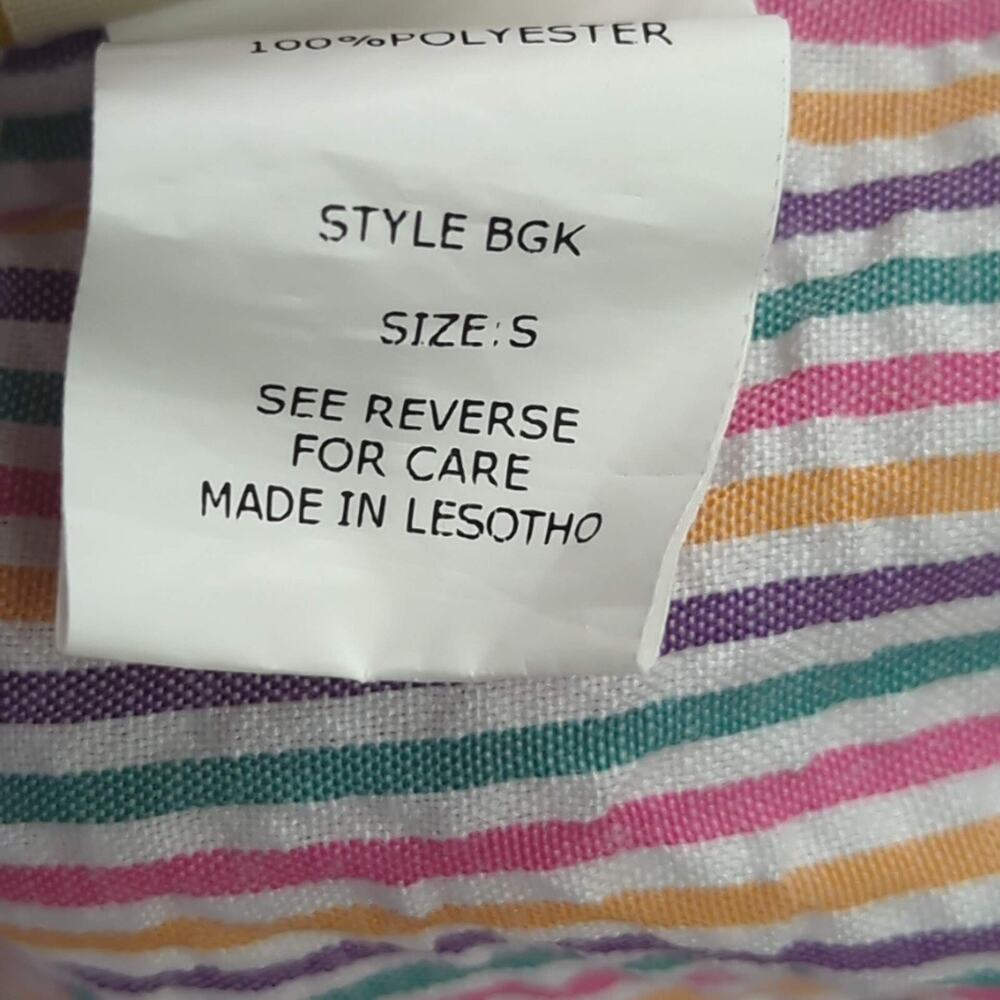 VTG Boca Bay Seersucker Vacation Shirt Women's S Multicolor Striped Button Up - Picture 14 of 15